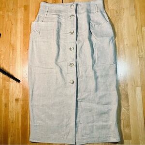 NWT Vintage Express 90’s Y2K Cream Tan Linen Long Maxi Skirt whimsy Boho cottage